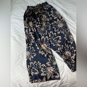 Free People Navy and Beige Wide Leg Pants